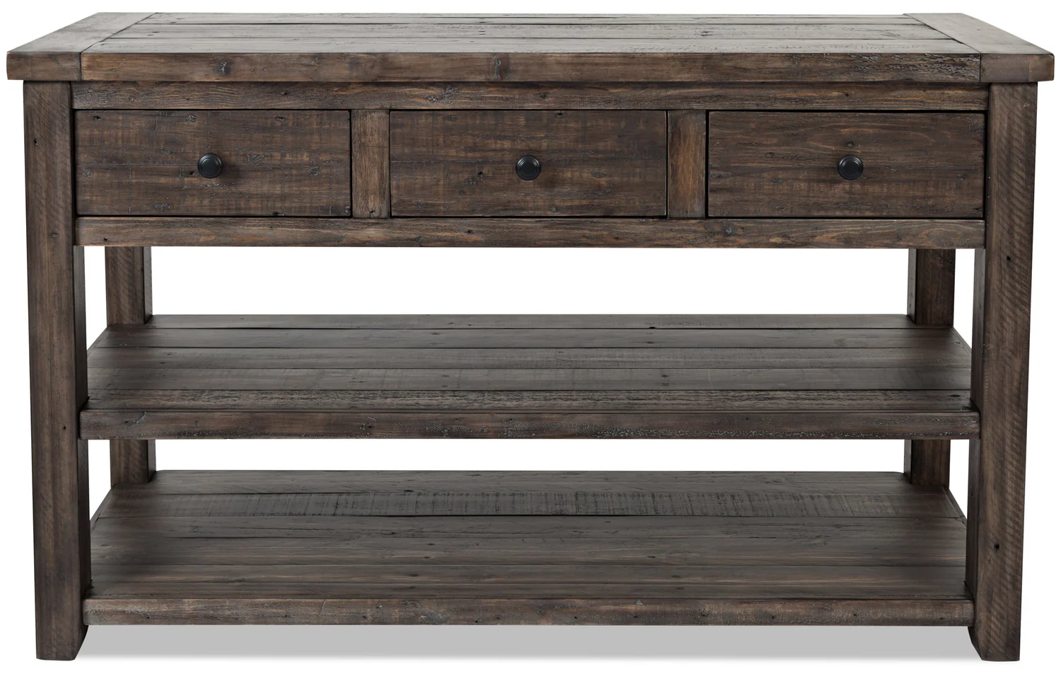 Madison 50" Rustic Sofa Table with Storage and Shelf - Grey Brown Wood