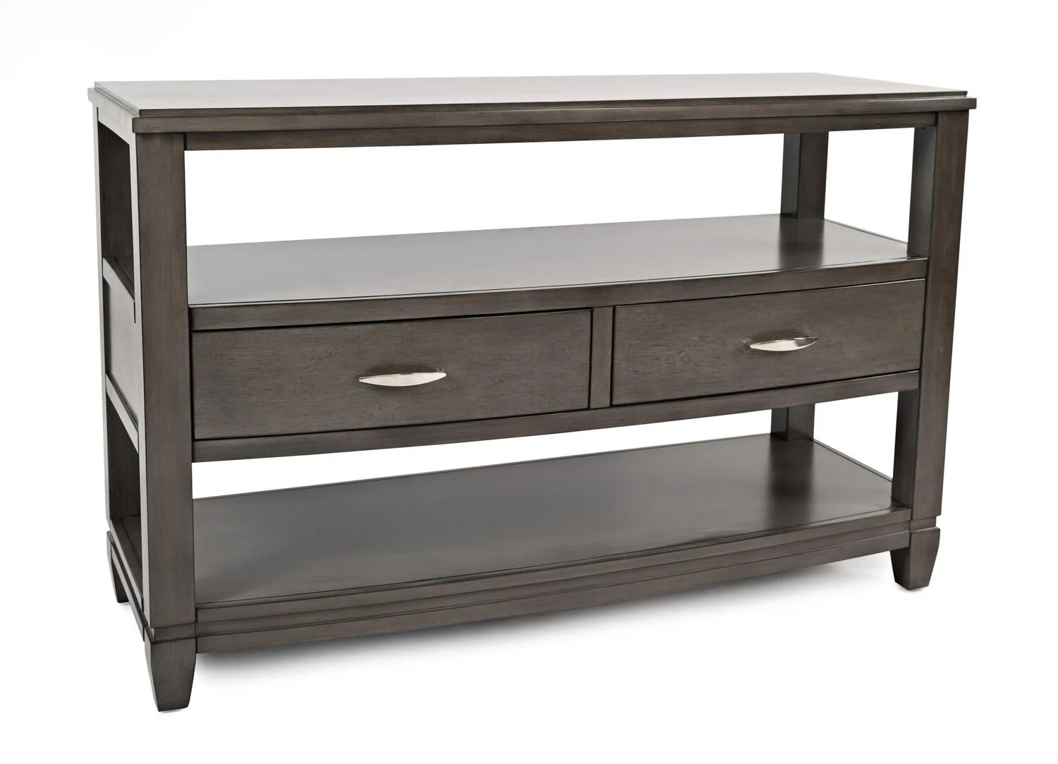 Downtown  50" Modern Sofa Table with Storage and Shelf - Grey Brown Wood