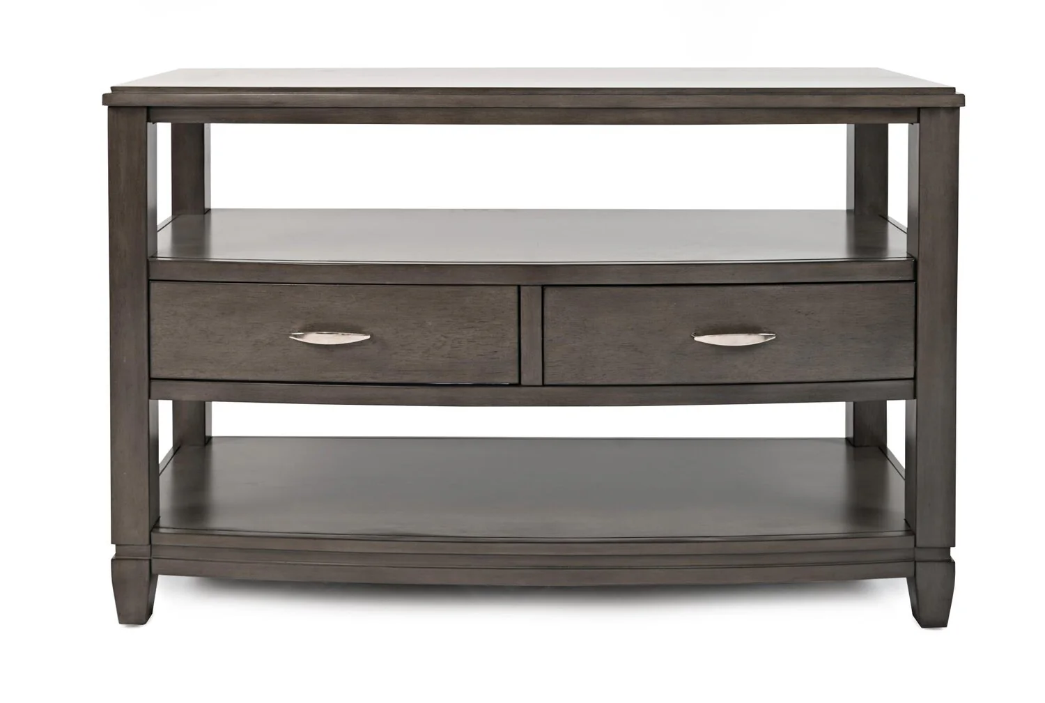 Downtown  50" Modern Sofa Table with Storage and Shelf - Grey Brown Wood