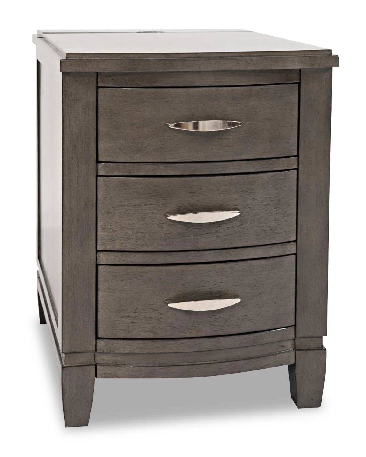 Downtown  18" Modern Chairside Table with Storage - Grey Brown Wood