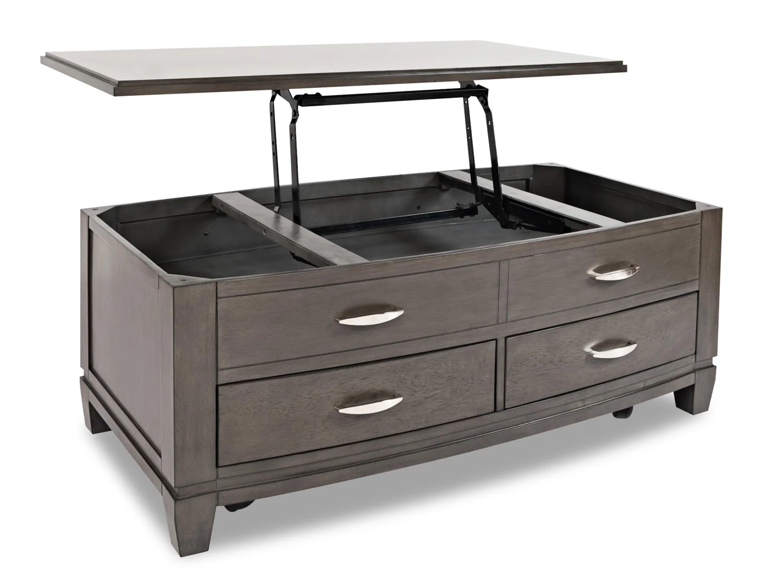 Downtown  48" Modern Lift Top Coffee Table with Storage and Casters - Grey Brown Wood