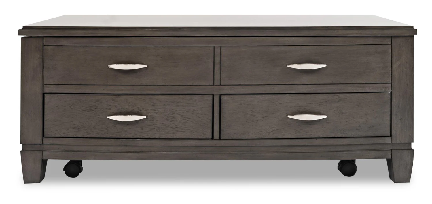 Downtown 48" Modern Lift Top Coffee Table with Storage and Casters - Grey Brown Wood