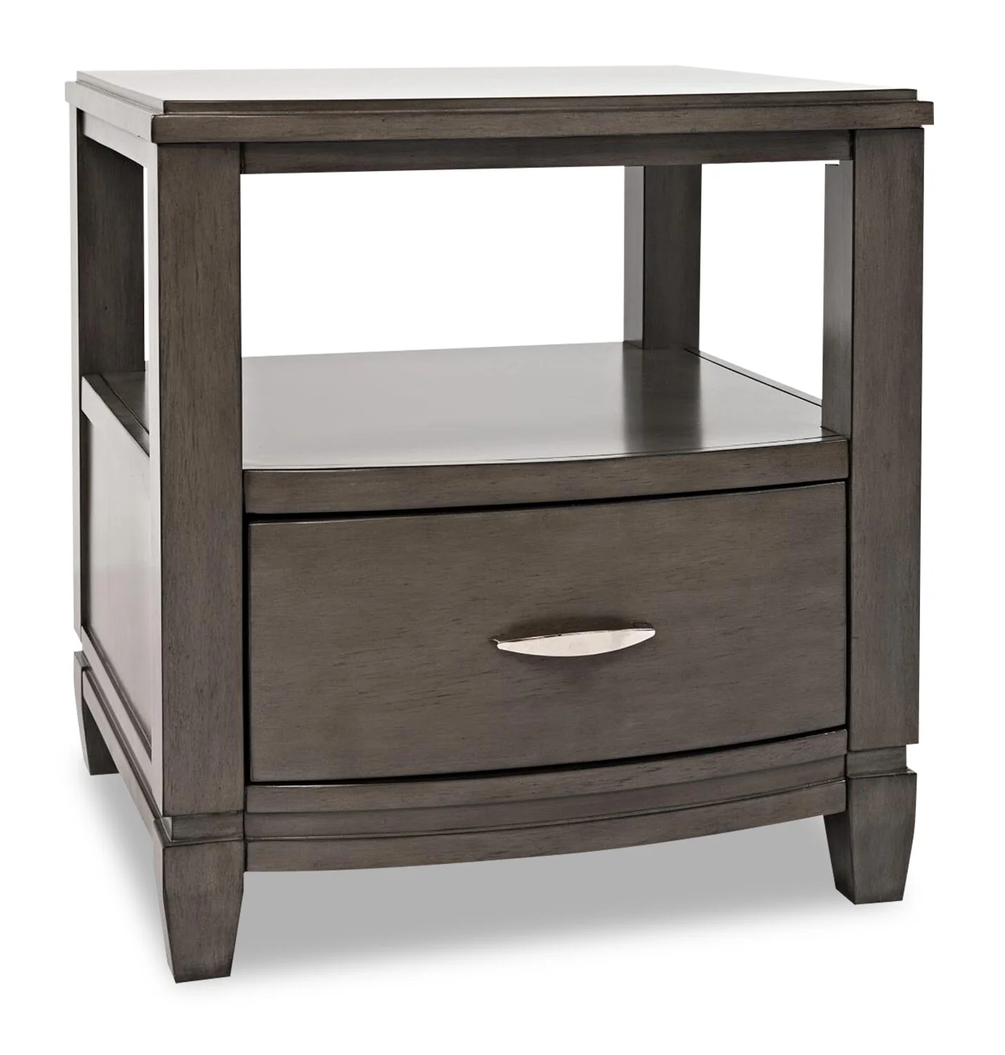 Downtown  24" Modern End Table with Storage and Shelf - Grey Brown Wood