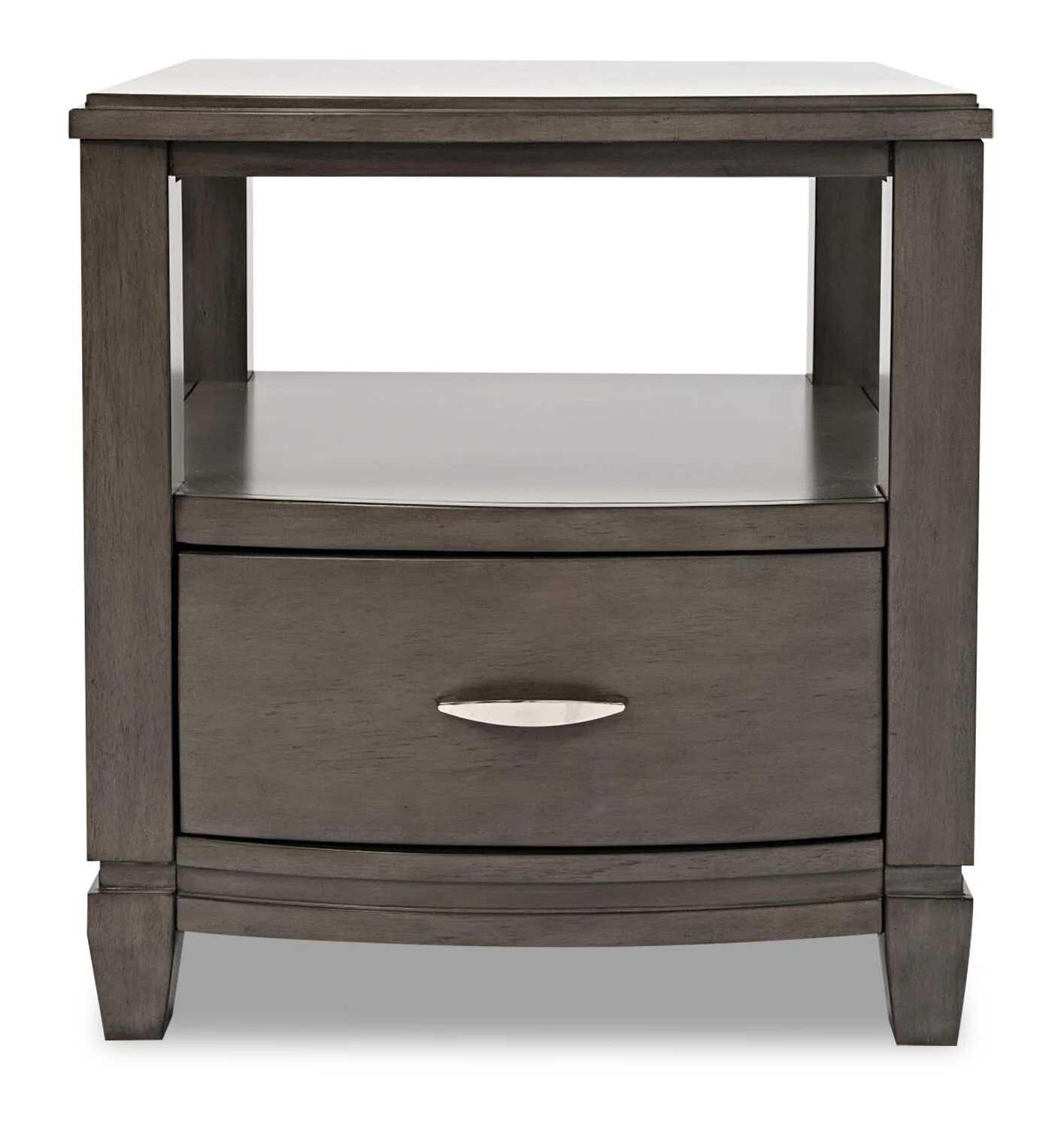 Downtown 24" Modern End Table with Storage and Shelf - Grey Brown Wood