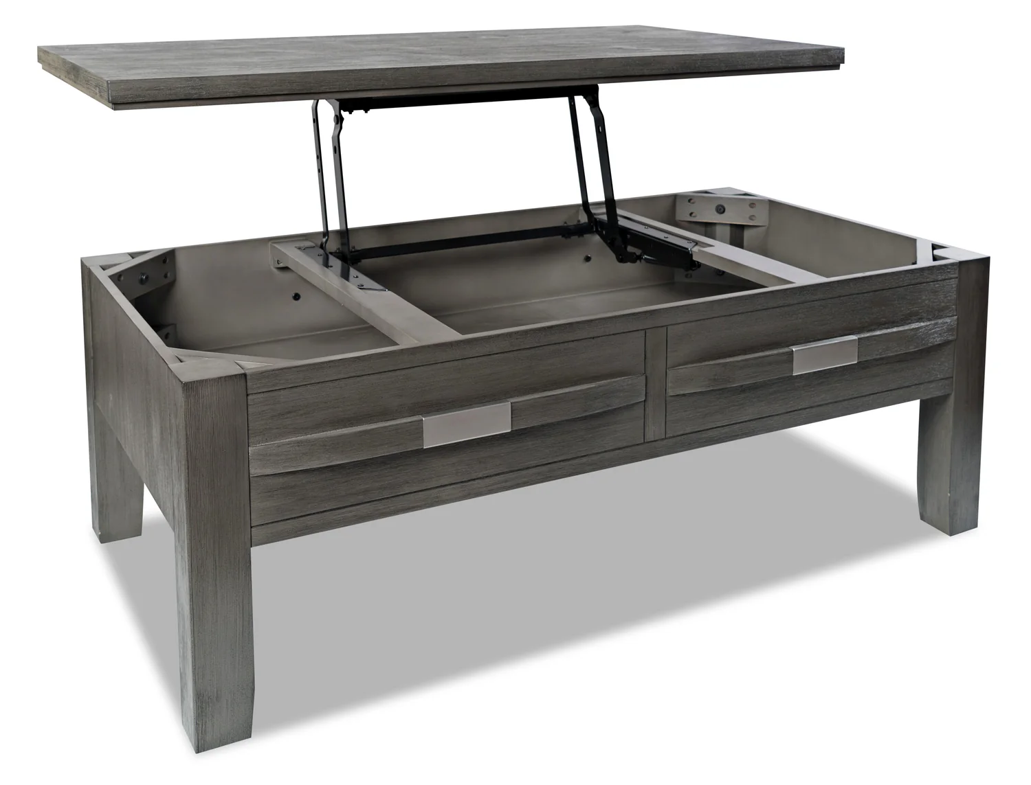 Bronx 48" Rustic Lift Top Coffee Table with Storage, Shelf and Casters - Grey Wood