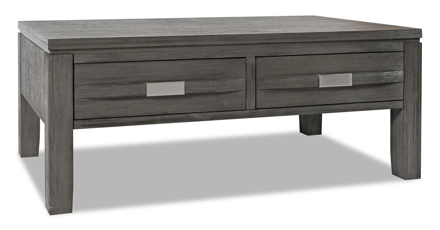Bronx 48" Rustic Lift Top Coffee Table with Storage, Shelf and Casters - Grey Wood