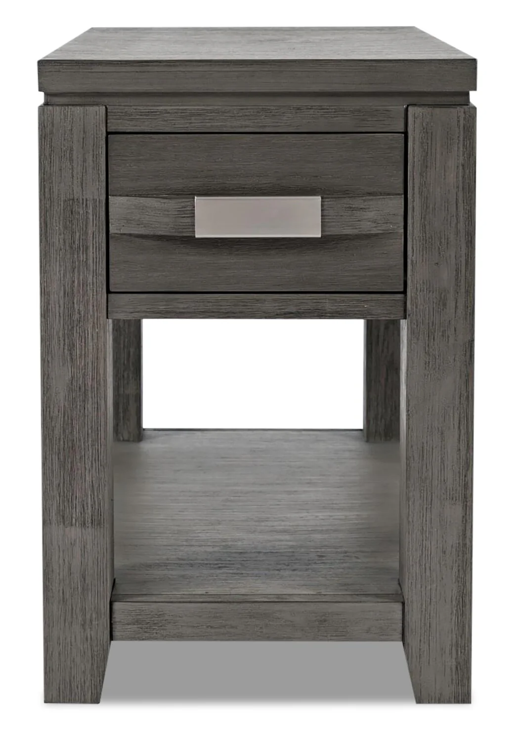 Bronx 16" Rustic Chairside Table with Storage and Shelf - Grey Wood