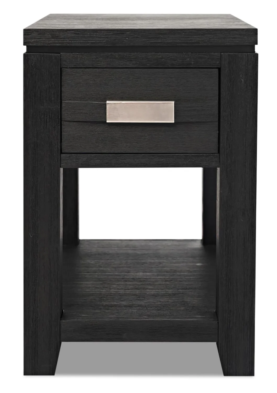 Bronx 16" Rustic Chairside Table with Storage and Shelf - Charcoal Wood