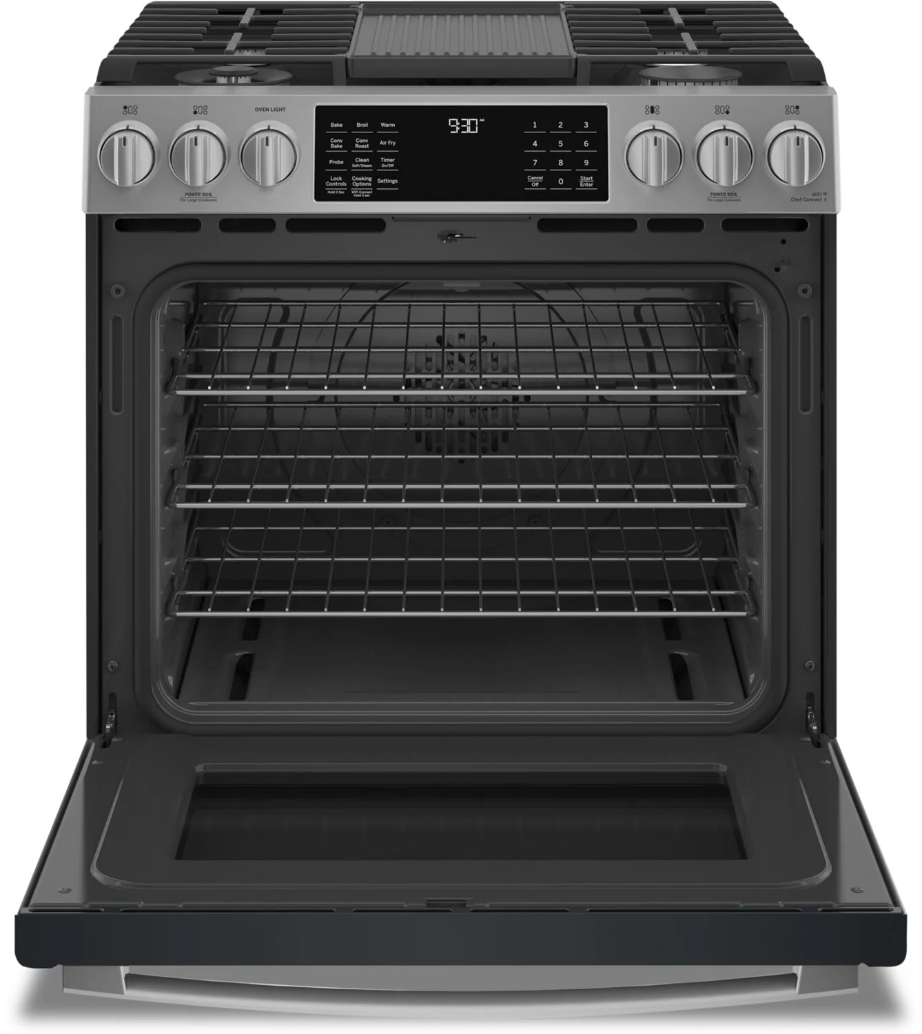Profile 5.6 Cu. Ft. Smart Gas Range with True European Convection - Stainless Steel Fingerprint Resistant - PCGS930YPFS