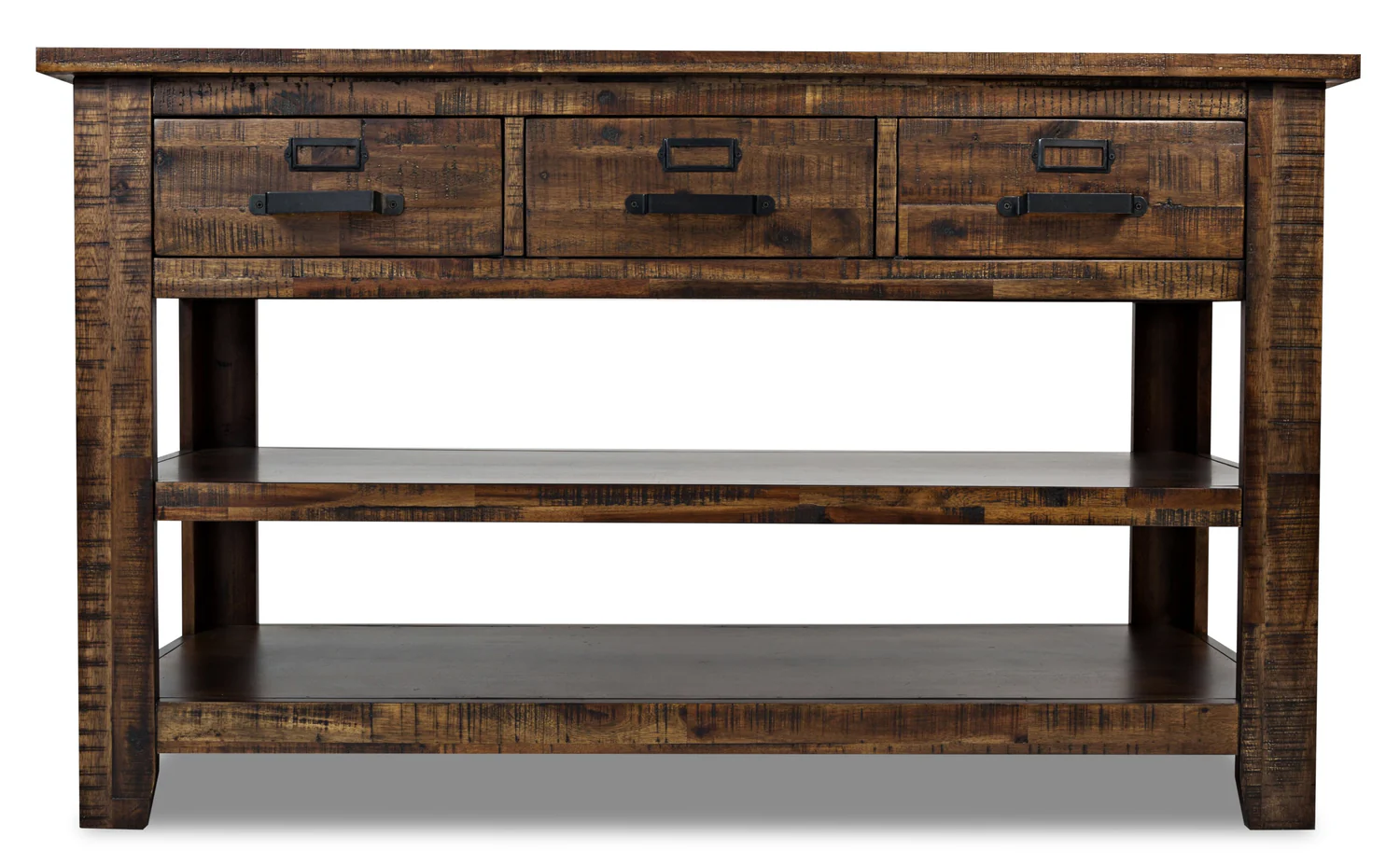Casey 50" Rustic Sofa Table with Storage and Shelf - Brown Wood