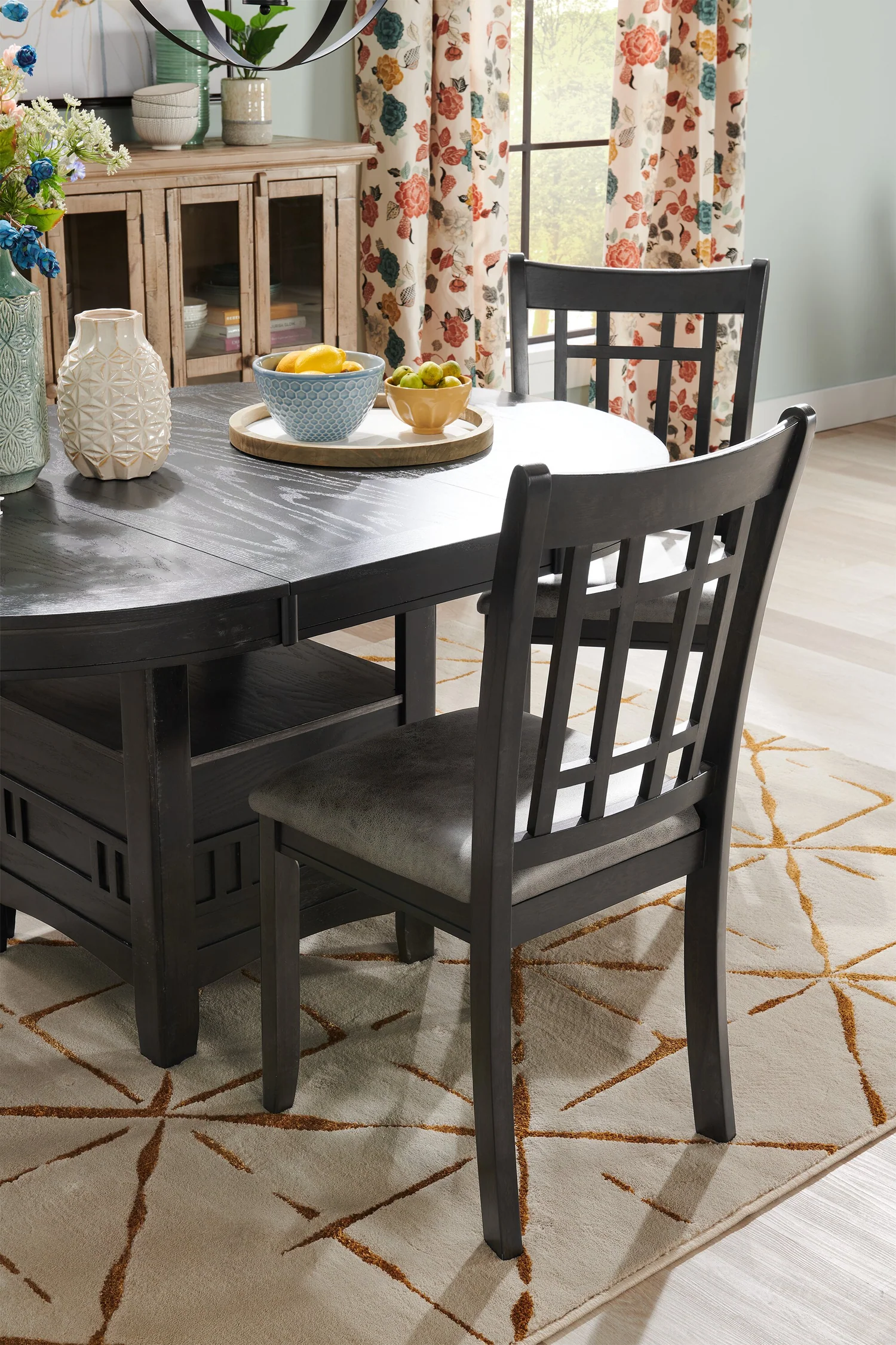 813-dena-5pc-dining-set-with-table-chairs-42-60-w-extension-round-grey-12.webp Dena 5pc Dining Set with Table & Chairs, 42-60"W Extension, Round - Grey