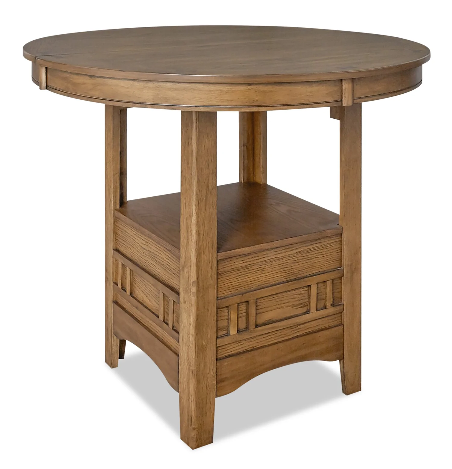 Dena Counter-Height Dining Table with 42-60"W Extension, Round  - Oak Brown