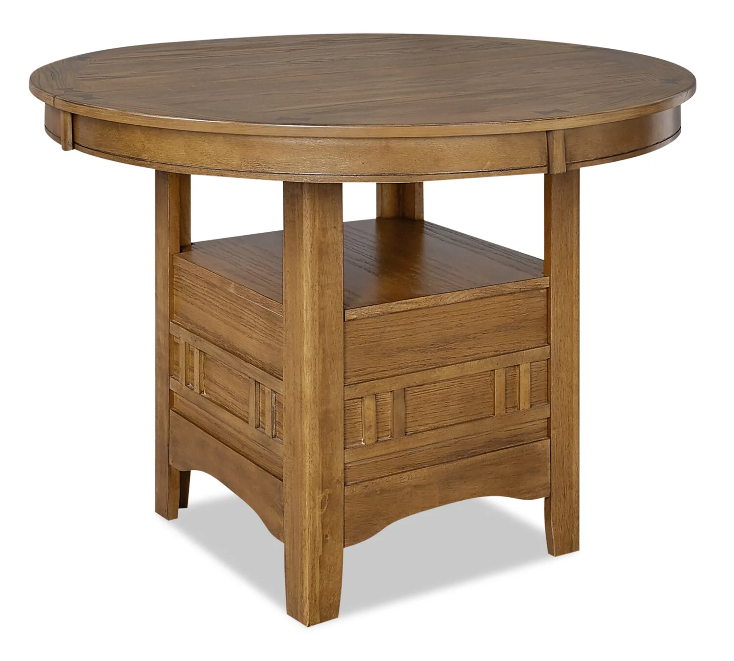 Dena Dining Table with 42-60"W Extension, Round  - Oak Brown