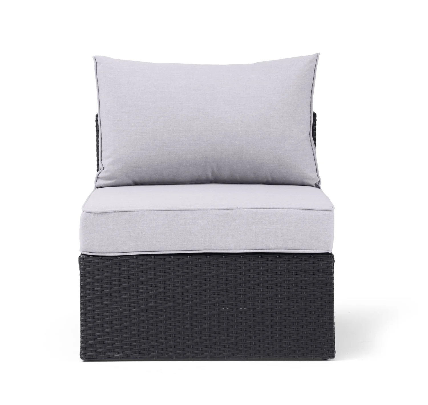 Minnesota Armless Outdoor Patio Chair - Hand-Woven Resin Wicker, Olefin Fabric, UV & Weather Resistant - Grey
