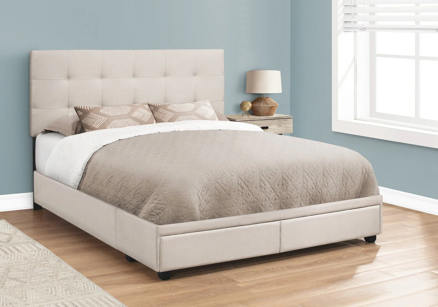 830-minka-upholstered-storage-platform-bed-in-beige-fabric-tufted-queen-size-3.webp Minka Upholstered Storage Platform Bed in Beige Fabric, Tufted - Queen Size
