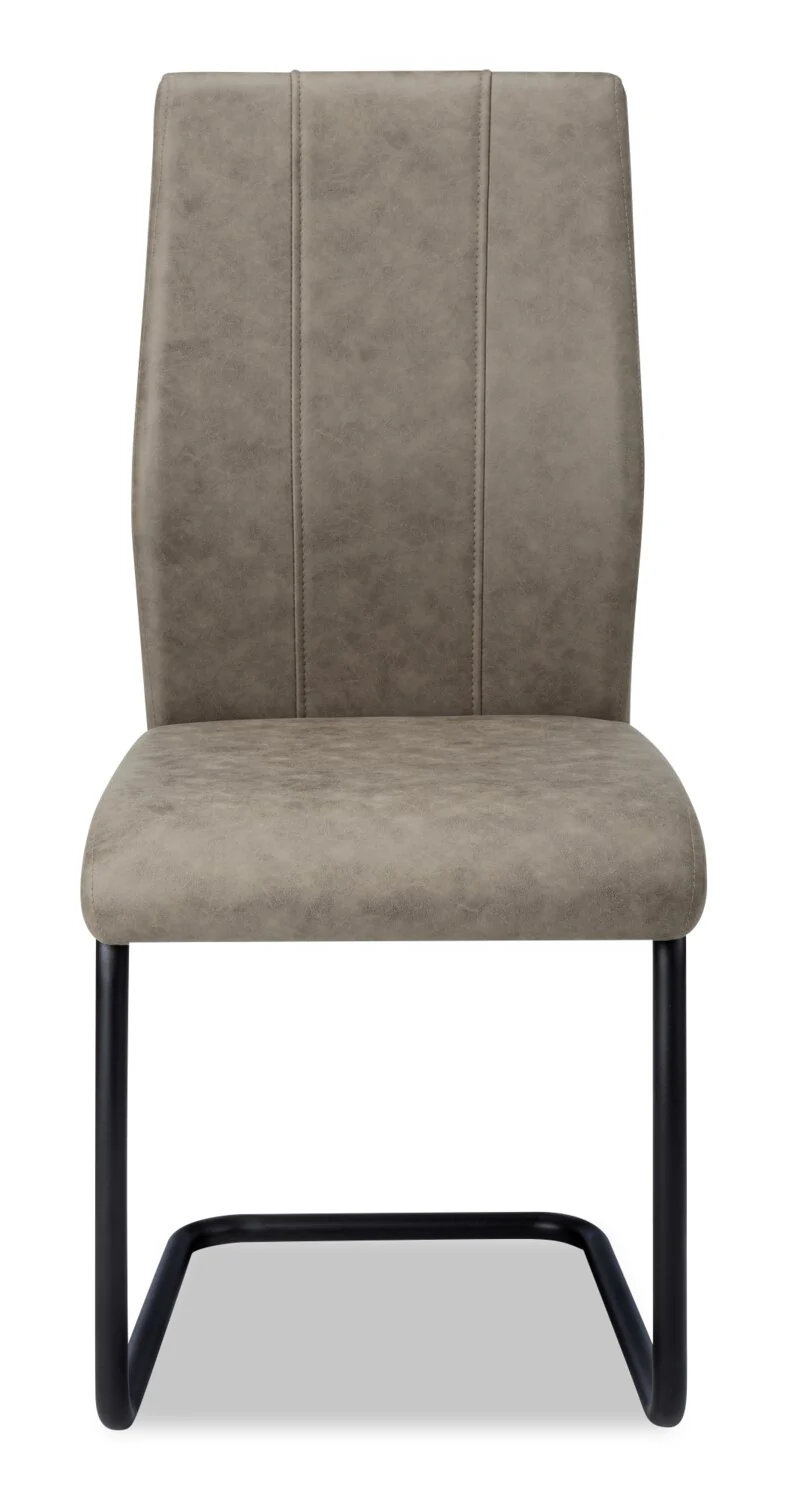 Heath Dining Chair with Vegan-Leather Fabric, Metal - Taupe