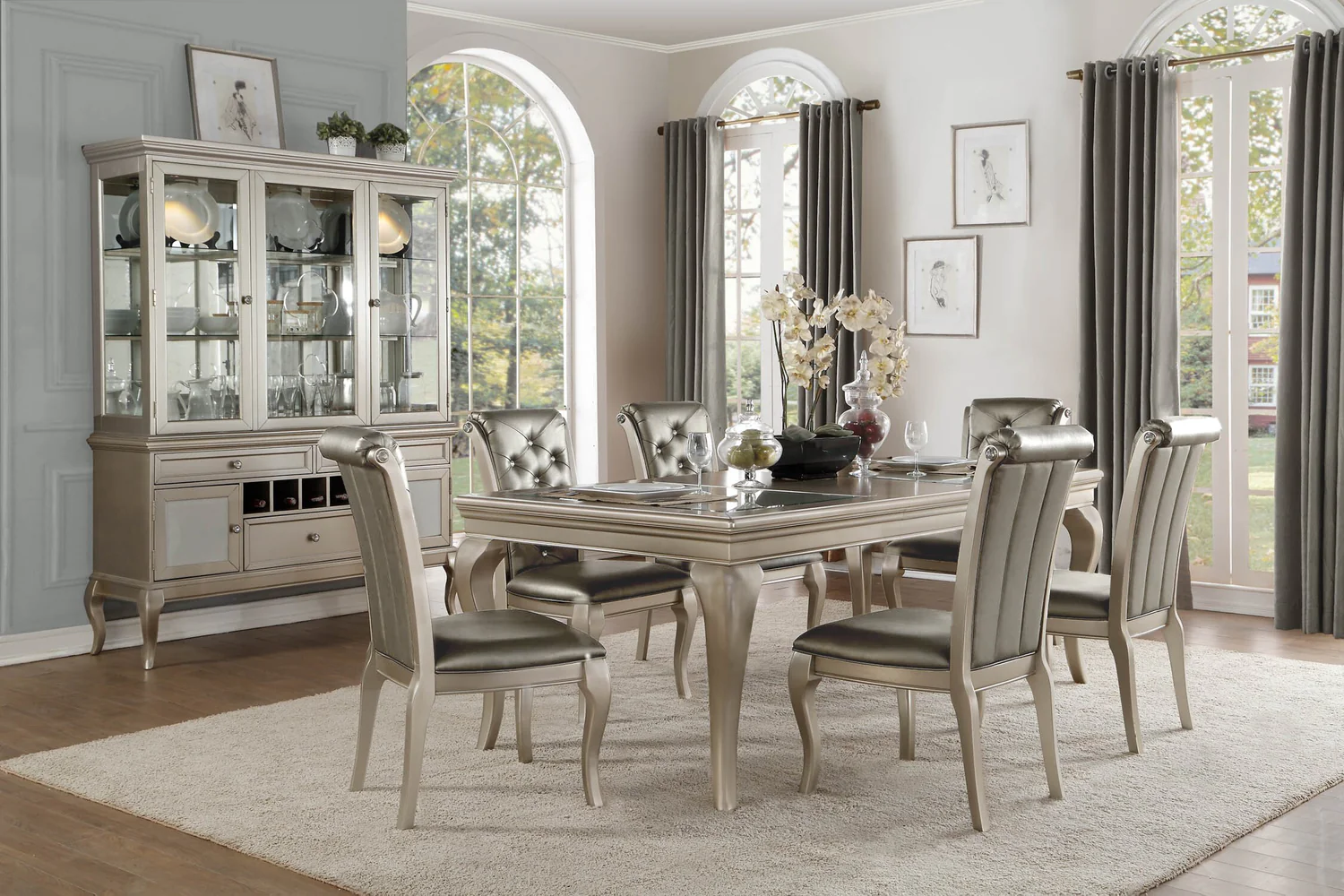 869-diva-7pc-dining-set-with-table-6-chairs-66-84-w-extension-silver-grey-5.webp Diva 7pc Dining Set with Table & 6 Chairs, 66-84"W Extension - Silver Grey