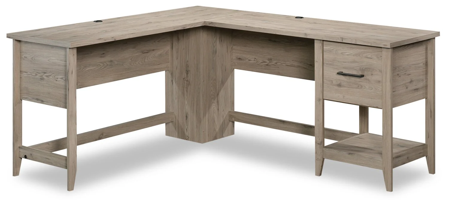 Erick 58.66" L-Shaped Office Desk with Drawer - Laurel Oak