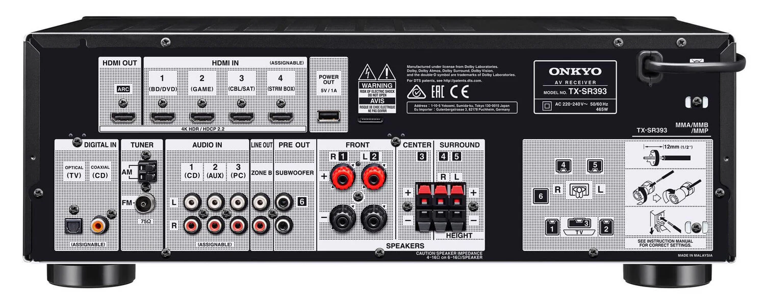 Onkyo TXSR393B 5.2-Channel 155 W A/V Receiver
