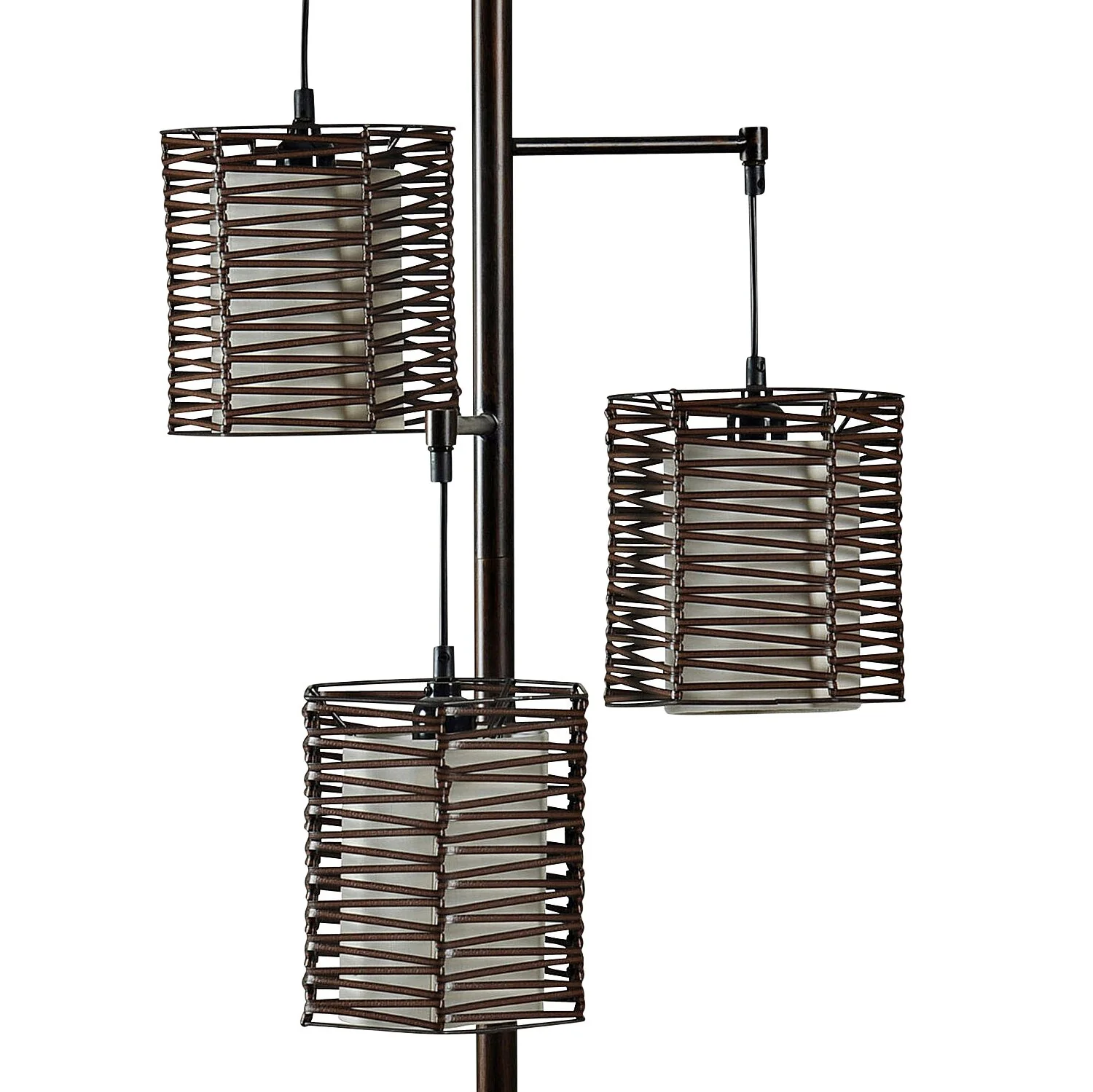 Harlon 37.5" Antiqued-Bronze with Rattan Shades 3 Light Table Lamp