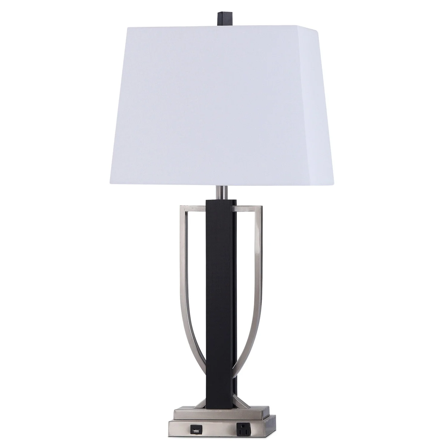 Bryton 34.75" Black and Steel Table Lamp with USB Charging