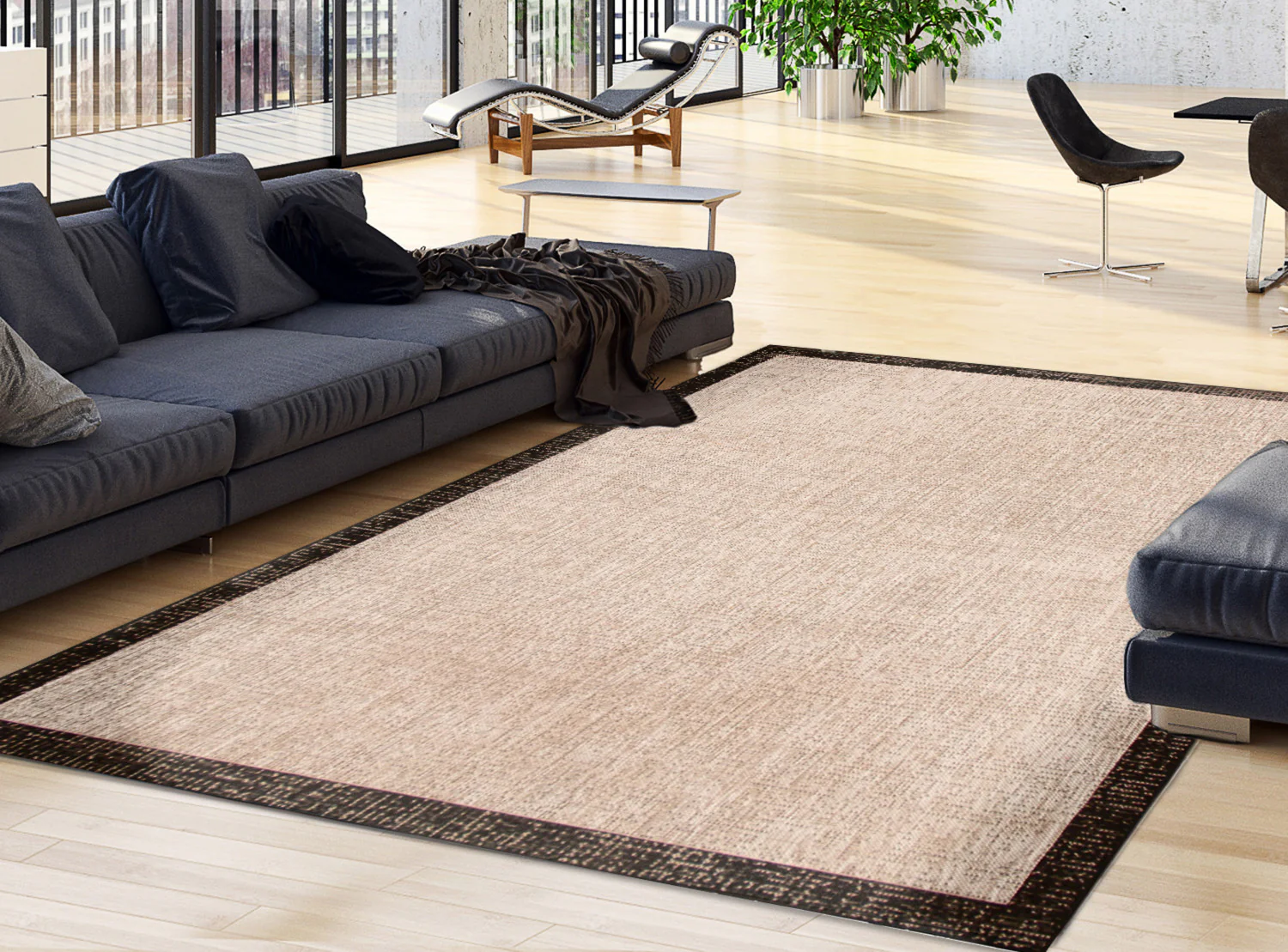 Sadie Classic Silver-Black Area Rug - 5'3" x 7'7"