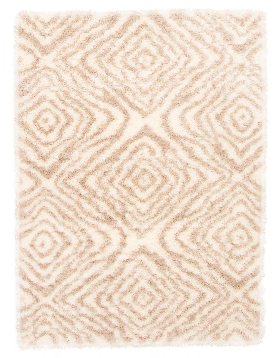 Agalia Abstract Ivory-Tan Shag - 6'7" x 9'6"