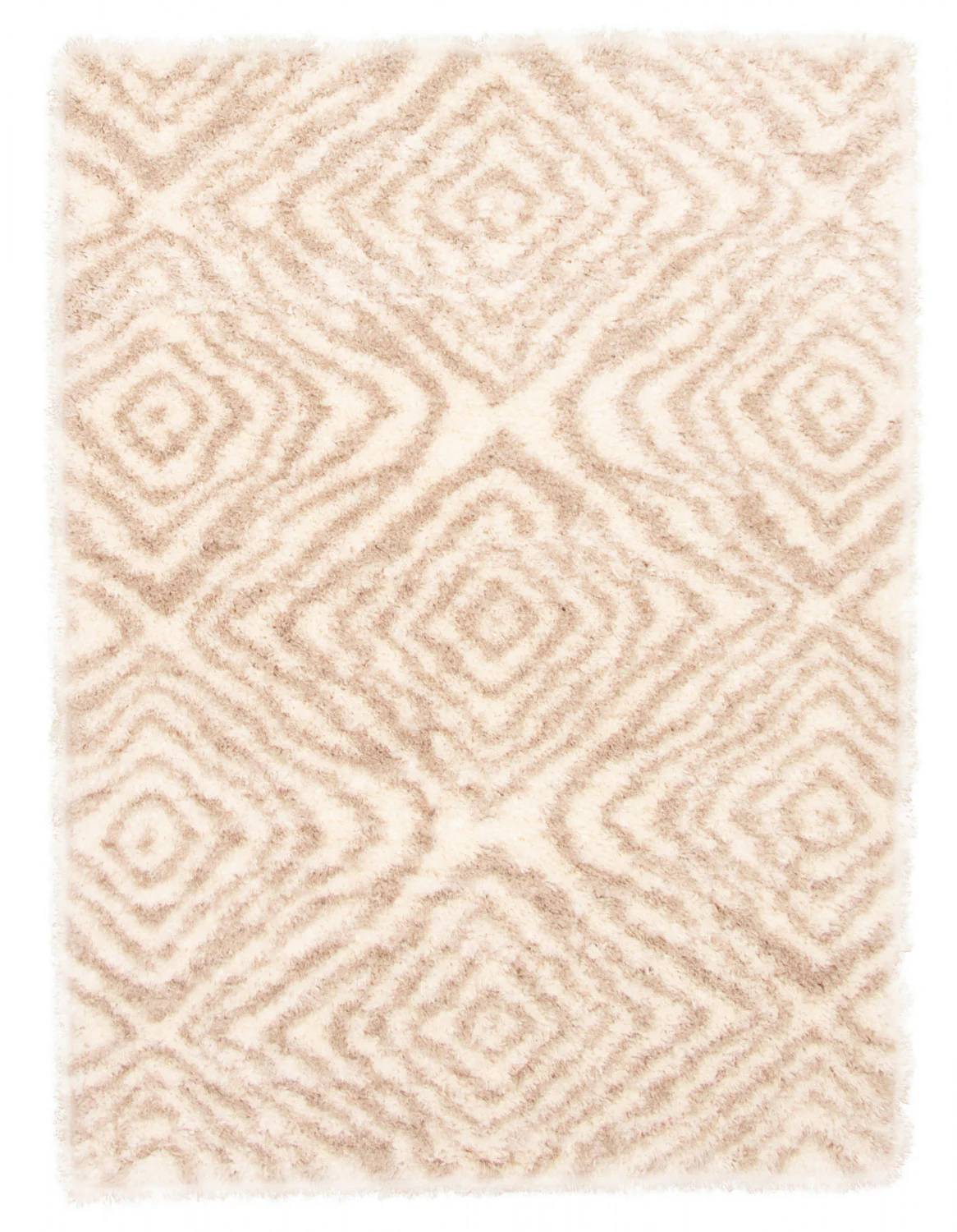 Agalia Abstract Ivory-Tan Shag - 5'3" x 7'3"