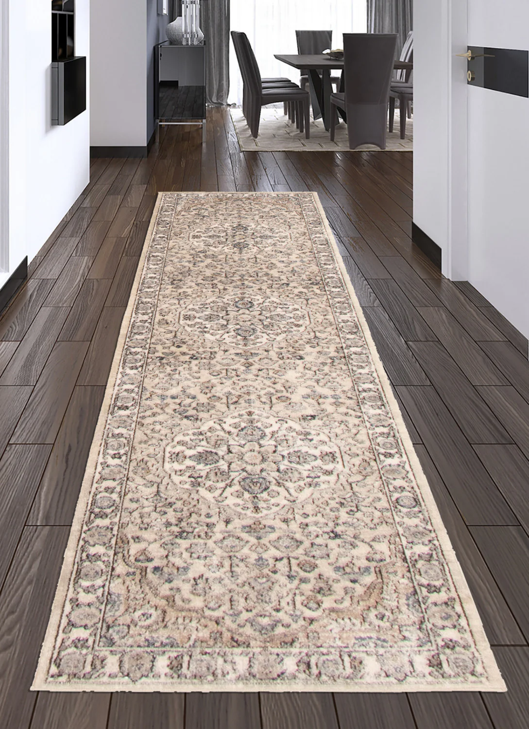 Octavian Tabriz Beige-Ivory Area Rug - 2'7" x 8'2"