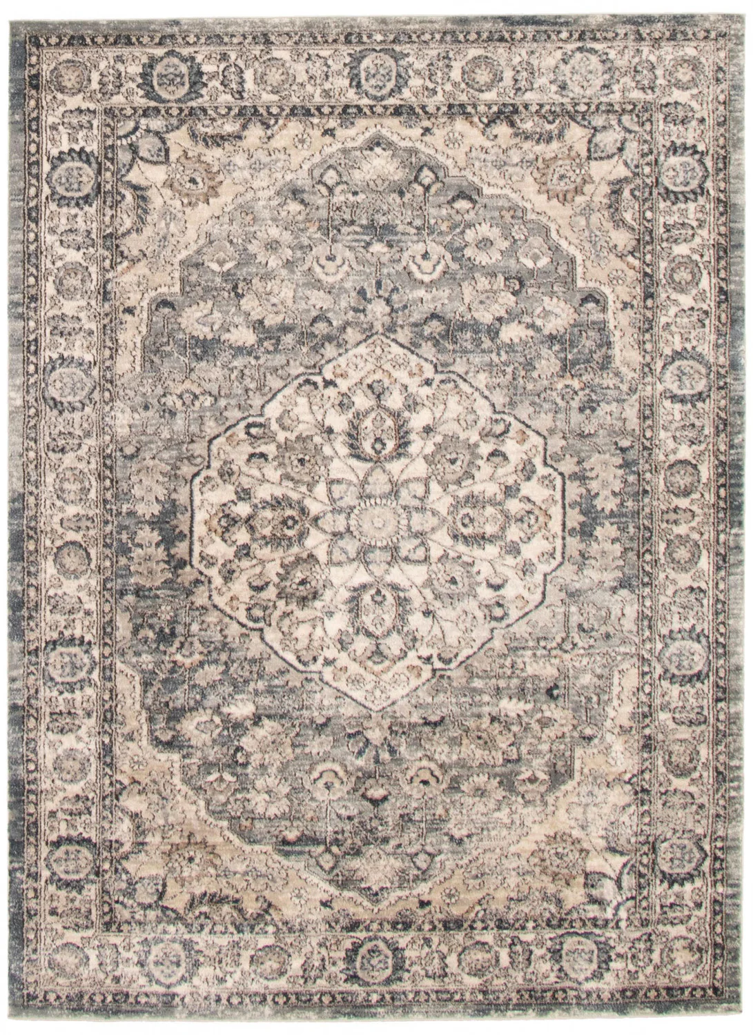 Octavian Tabriz Blue-Ivory Area Rug - 3'11" x 5'11"